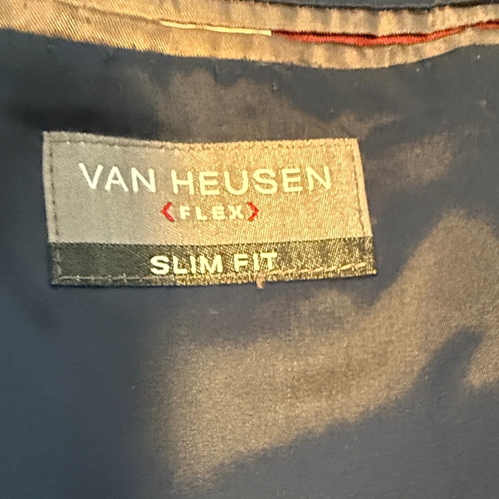 Van Heusen Flex Slim Fit 42R Navy Blue Plaid Blazer - Picture 7 of 8